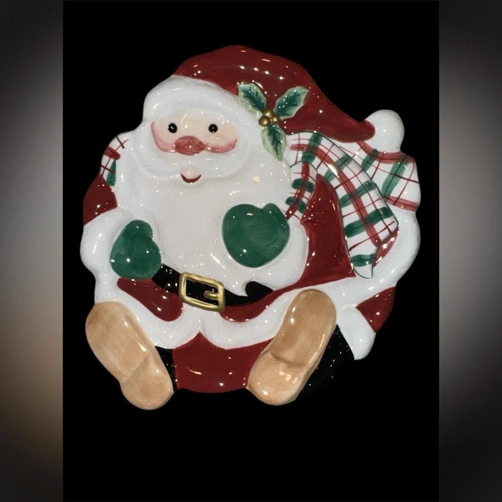 Fitz and Floyd Christmas Santa Claus Ceramic Plate Holiday Decor NWT - Picture 3 of 5